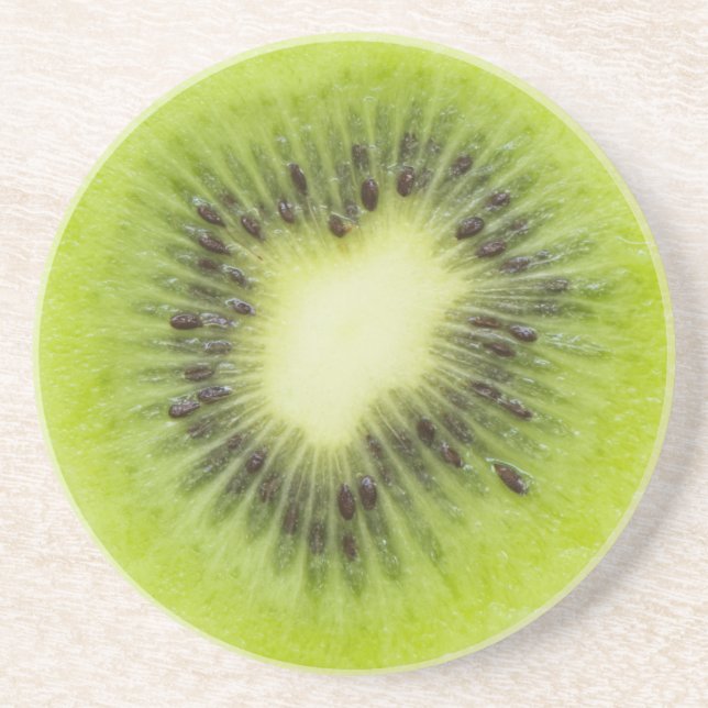 Fresh kiwi fruit. Round slice closeup isolated Drink Coaster (Front)