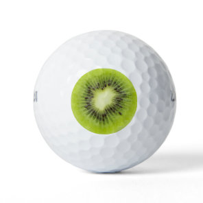 Fresh kiwi fruit. Round slice closeup isolated Golf Balls