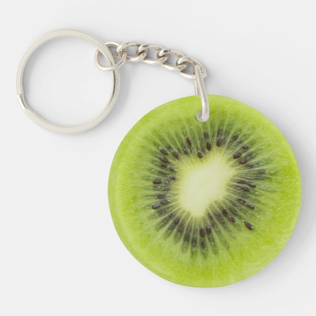 Fresh kiwi fruit. Round slice closeup isolated Keychain (Front)
