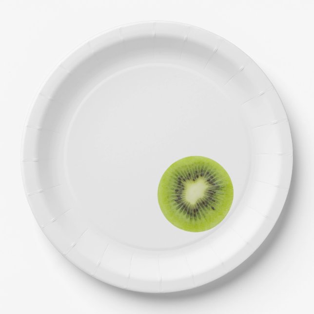 Fresh kiwi fruit. Round slice closeup isolated Paper Plates (Front)