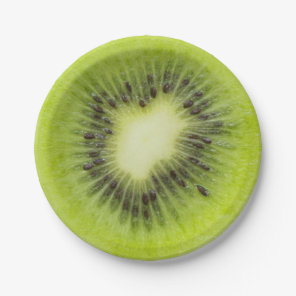 Fresh kiwi fruit. Round slice closeup isolated Paper Plates