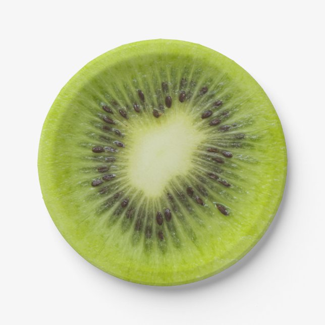 Fresh kiwi fruit. Round slice closeup isolated Paper Plates (Front)