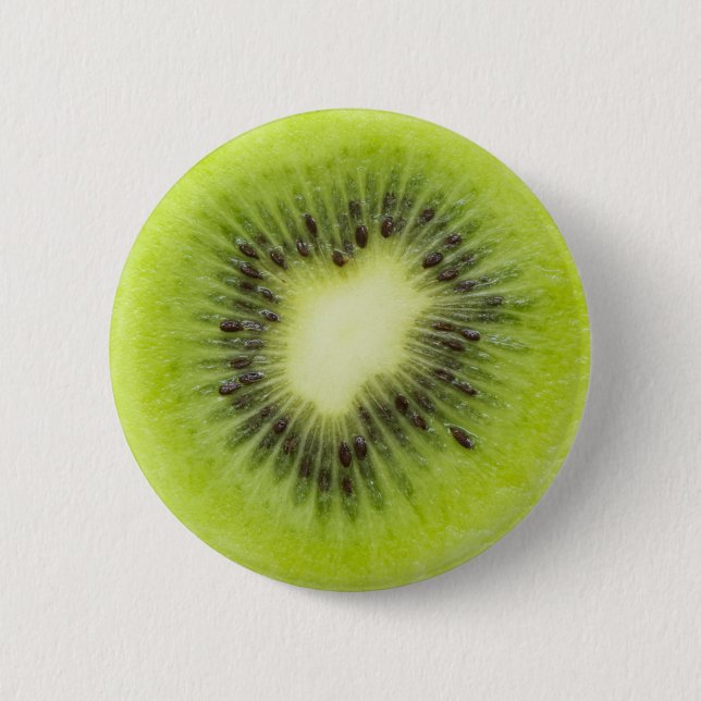 Fresh kiwi fruit. Round slice closeup isolated Pinback Button (Front)