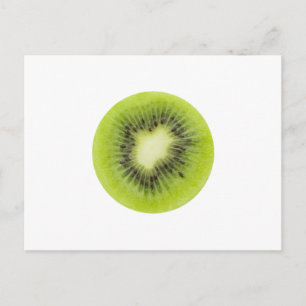 Fresh kiwi fruit. Round slice closeup isolated Postcard