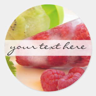 fresh kiwi raspberry fruity ice lollipop photo classic round sticker