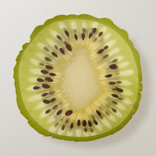 Fresh Kiwi Slice Round Pillow