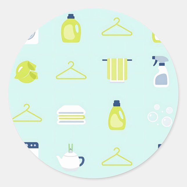 Fresh Laundry Day Pattern Classic Round Sticker (Front)