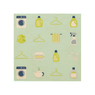 Fresh Laundry Day Pattern Wood Wall Art