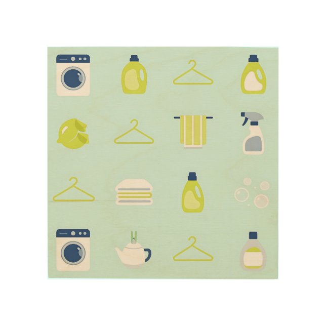 Fresh Laundry Day Pattern Wood Wall Art (Front)