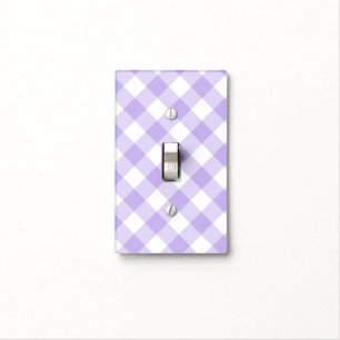 Fresh Lavender Gingham Pattern Light Switch Cover