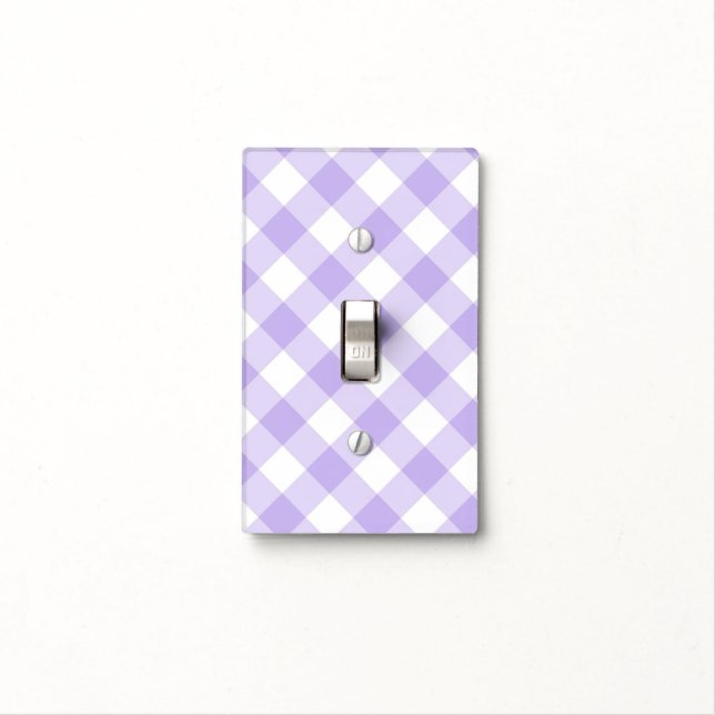 Fresh Lavender Gingham Pattern Light Switch Cover (In Situ)