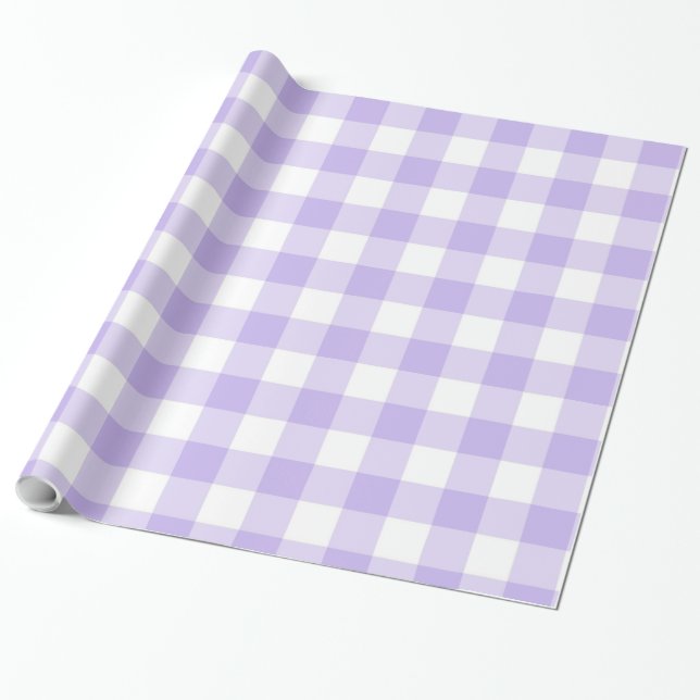 Fresh Lavender Gingham Pattern Wrapping Paper (Unrolled)
