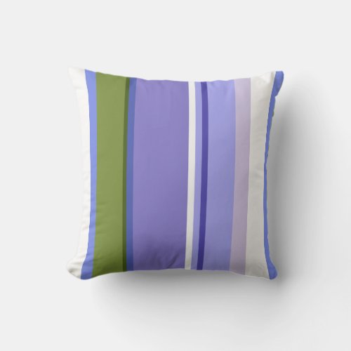 Fresh Lavender  Green Stripes Contemporary Throw Pillow