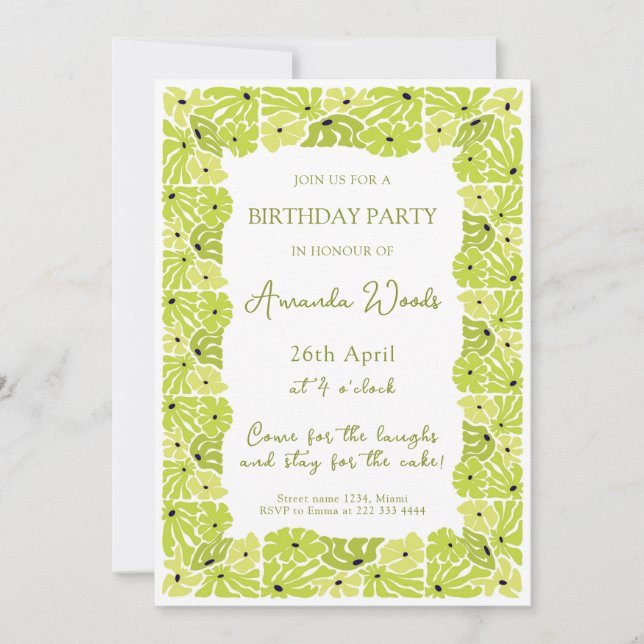 Fresh Leafy Border Birthday Celebration Invitation (Front)