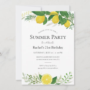 Fresh Lemon Birthday Party Invitation
