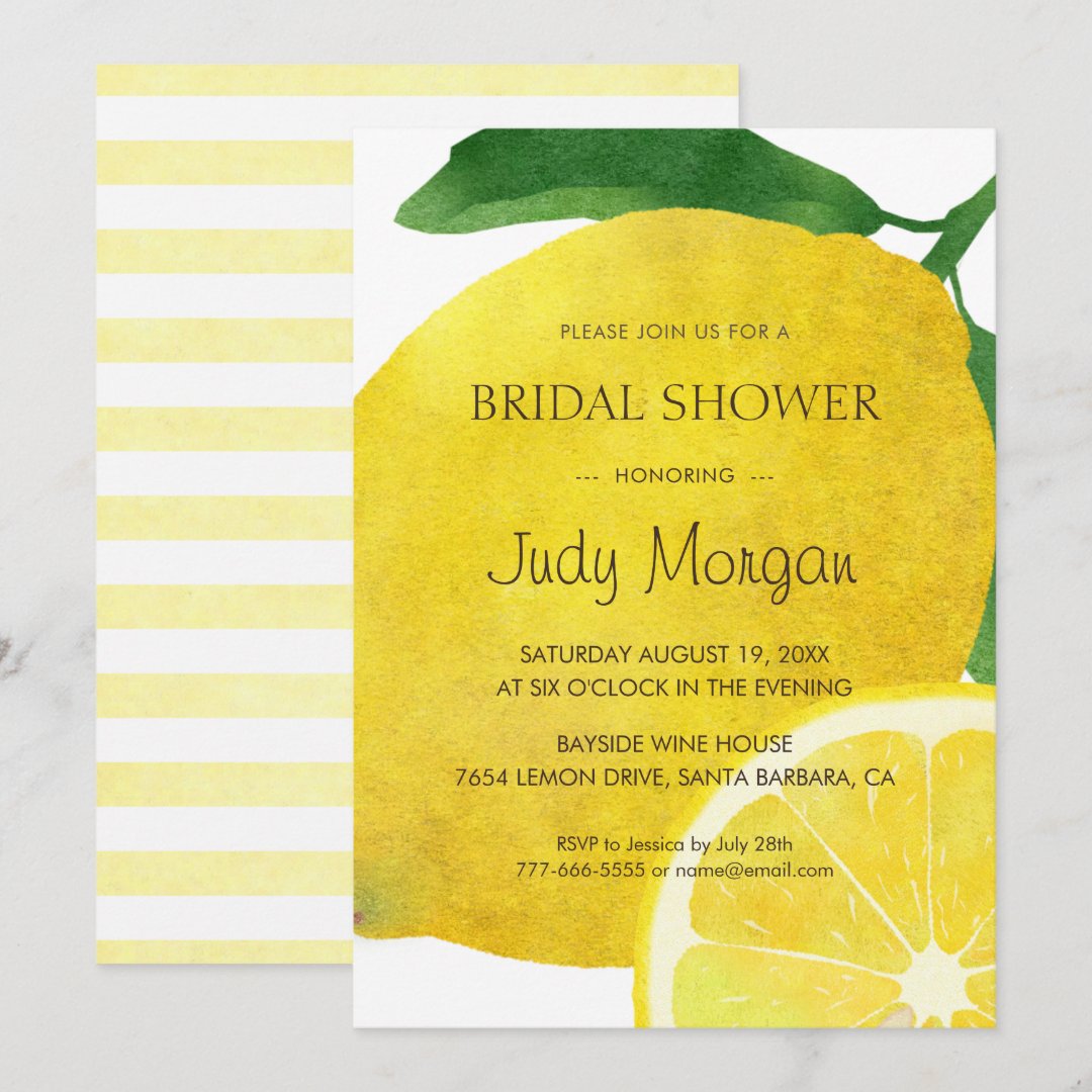 Fresh Lemon Bridal Shower Invitation Card Zazzle