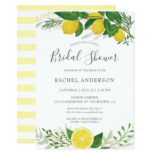 Fresh Lemon Bridal Shower Invitation Card 02 | Zazzle.com