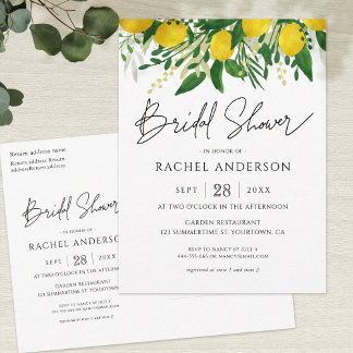 Fresh Lemon Bridal Shower Invitation Postcard