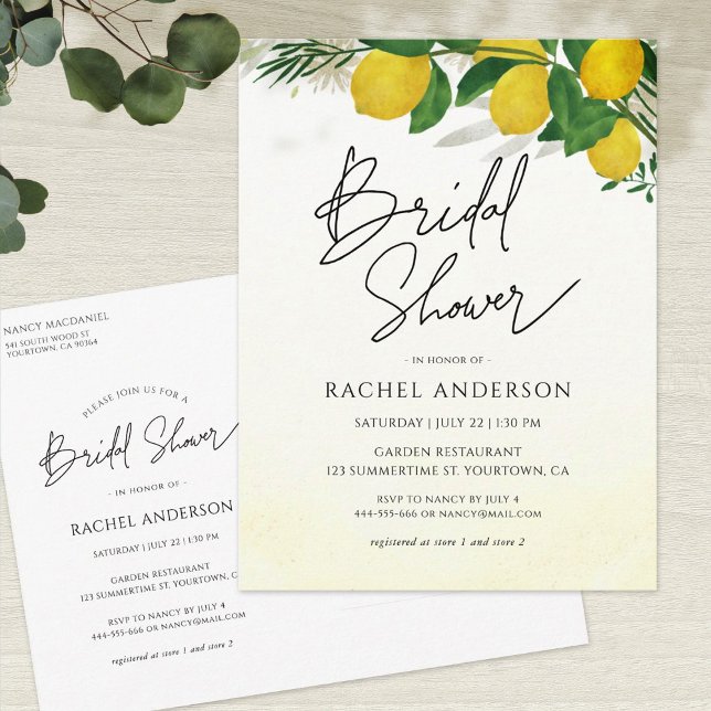 Fresh Lemon Bridal Shower Invitation Postcard (Creator Uploaded)