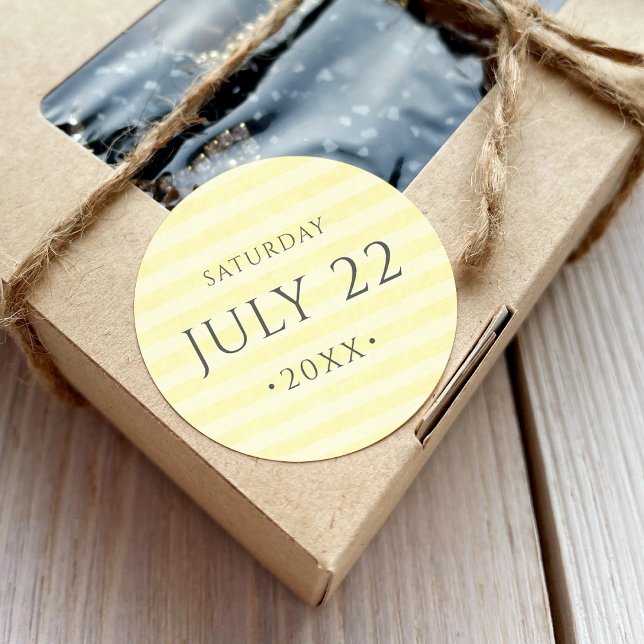 Fresh Lemon Color and the Date Classic Round Sticker (Creator Uploaded)