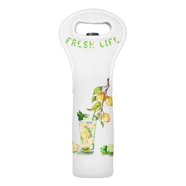 Fresh Lemon Cool Drink Party Wine Bag Custom Text (Front)