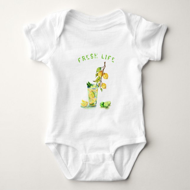 Fresh Lemon Drink Baby Bodysuit - Custom Text (Front)