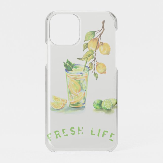 Fresh Lemon Drink iPhone Case - Custom Text (Back)