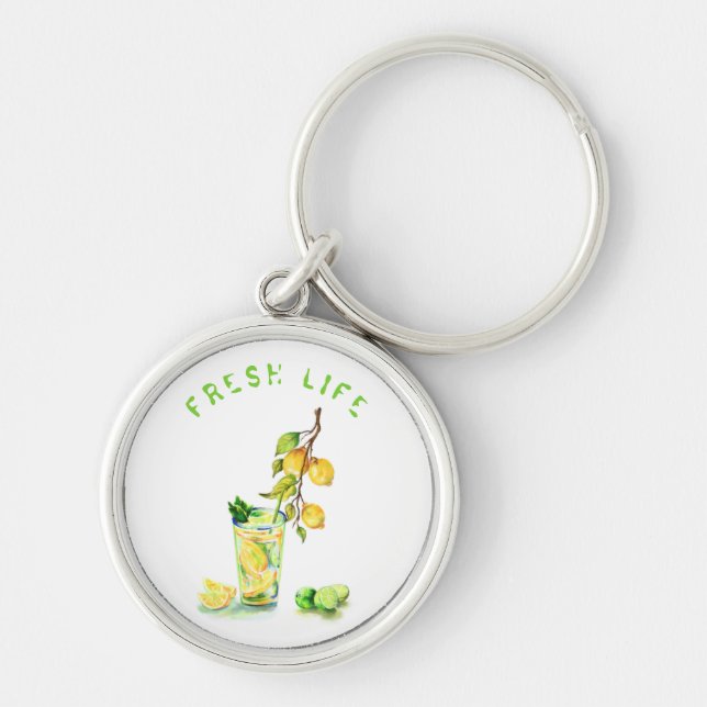 Fresh Lemon Drink Keychain Your Text (Front)