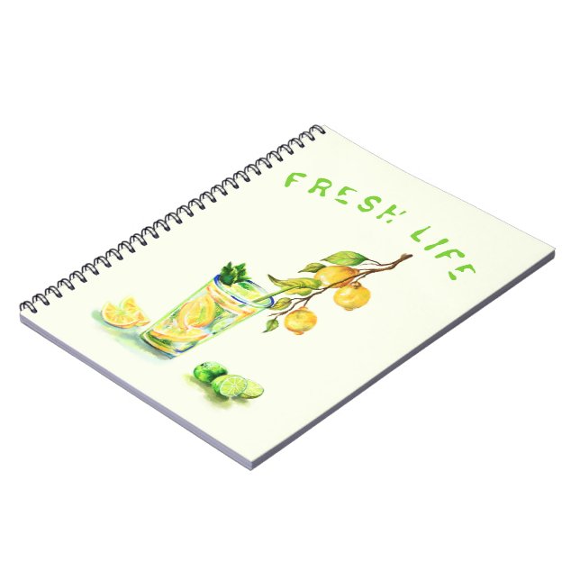 Fresh Lemon Drink Notebook Your Text (Left Side)
