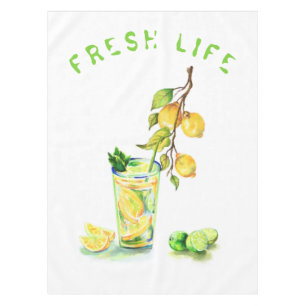 Fresh Lemon Drink Tablecloth - Custom Text