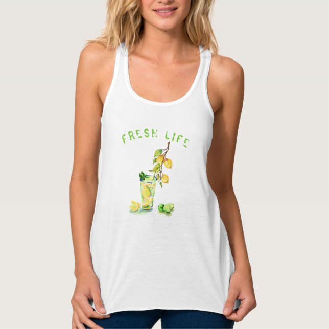 Fresh Lemon Drink Tank Top - Custom Text (Front)