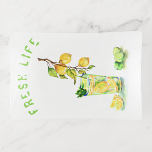 Fresh Lemon Drink Trinket Tray - Custom Text