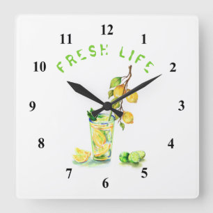 Fresh Lemon Drink Wall Clock - Custom Text