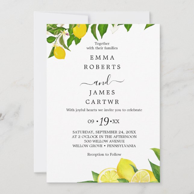 Fresh Lemon Garden | Main Squeeze Bridal Shower  Invitation (Front)