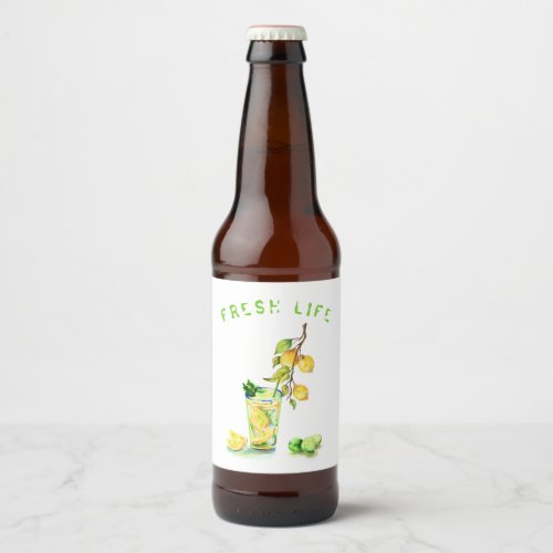 Fresh Lemon Juice Cool Drink Lemonade Summer Party Beer Bottle Label