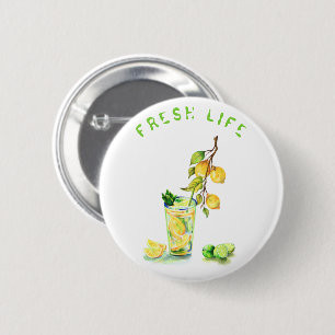Fresh Lemon Juice Cool Drink Lemonade Summer Party Button