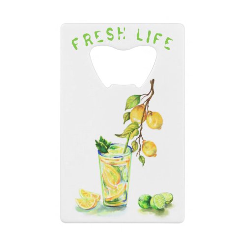 Fresh Lemon Juice Cool Drink Lemonade Summer Party Credit Card Bottle Opener