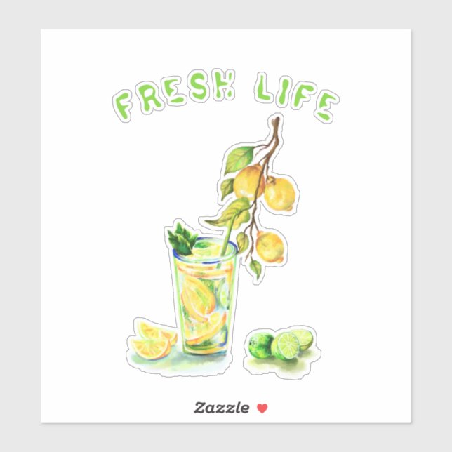 Fresh Lemon Juice Cool Drink Lemonade Summer Party Sticker (Sheet)