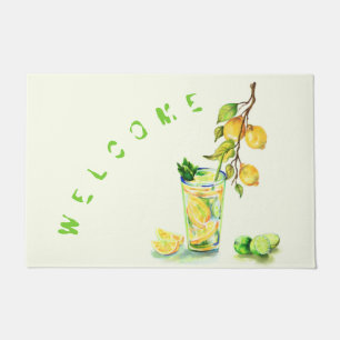 Fresh Lemon Juice Cool Drink Summer Party Welcome Doormat
