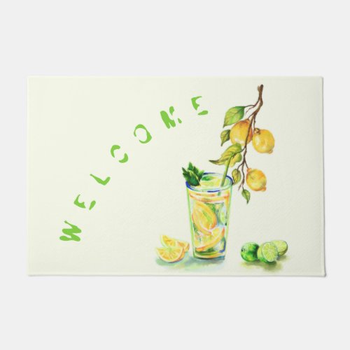 Fresh Lemon Juice Cool Drink Summer Party  Welcome Doormat