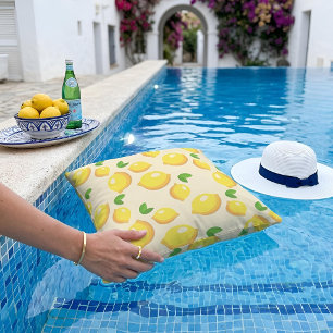 Fresh Lemon Pattern Mediterranean Sunny Summer Throw Pillow