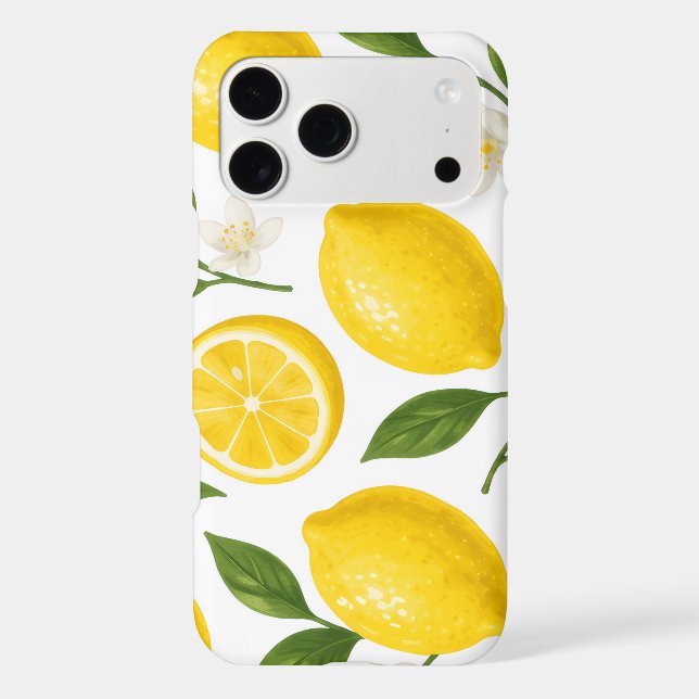 Fresh Lemon Pattern with Leaves & Blossoms  Case-Mate iPhone Case (Back)