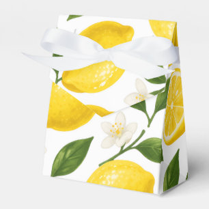 Fresh Lemon Pattern with Leaves & Blossoms Favor Boxes