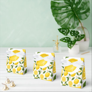 Fresh Lemon Pattern with Leaves & Blossoms Favor Boxes