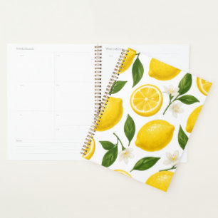 Fresh Lemon Pattern with Leaves & Blossoms Planner