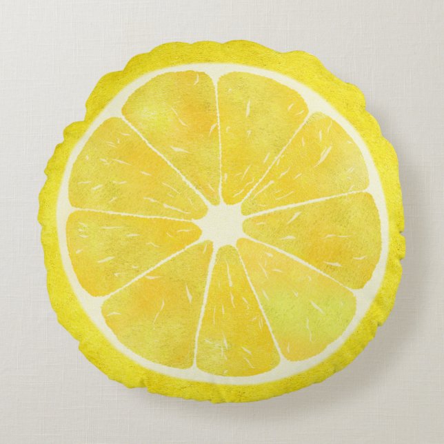 Fresh Lemon Round Pillow (Front)