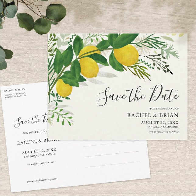 Fresh Lemon Save the Date Invitation Postcard (Creator Uploaded)