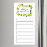 Fresh Lemon Shopping List  Magnetic Notepad<br><div class="desc">Lined and checkmark box market shopping list design featuring a watercolor lemon frame personalized with your name.</div>