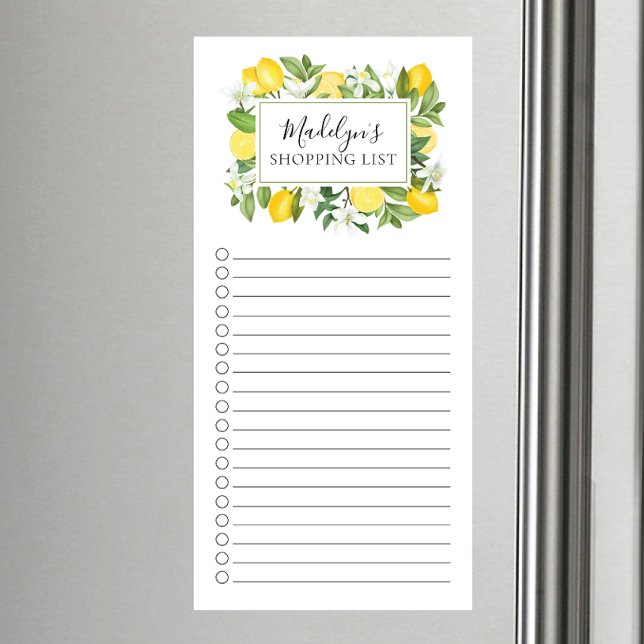 Fresh Lemon Shopping List  Magnetic Notepad (Creator Uploaded)