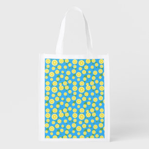 Fresh Lemon Slice Blue Summer Reusable Grocery Bag